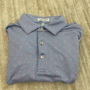 Peter Millar Blue and Red Patterned Polo Shirt